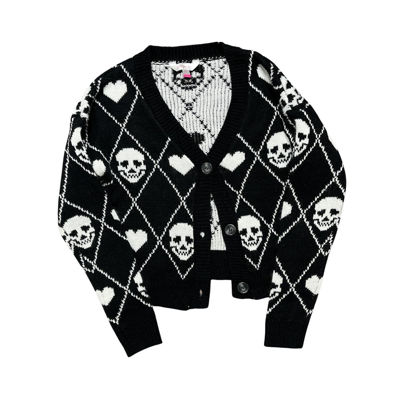 SKULL PLAID CARDIGAN Size XS Depop