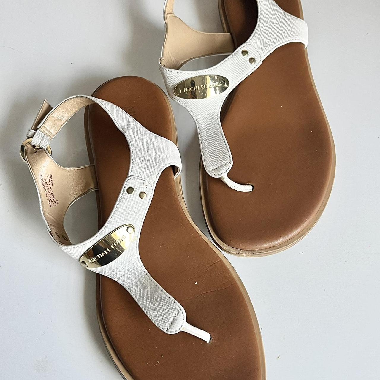 Michael Kors White Leather Sandals Size 7M In