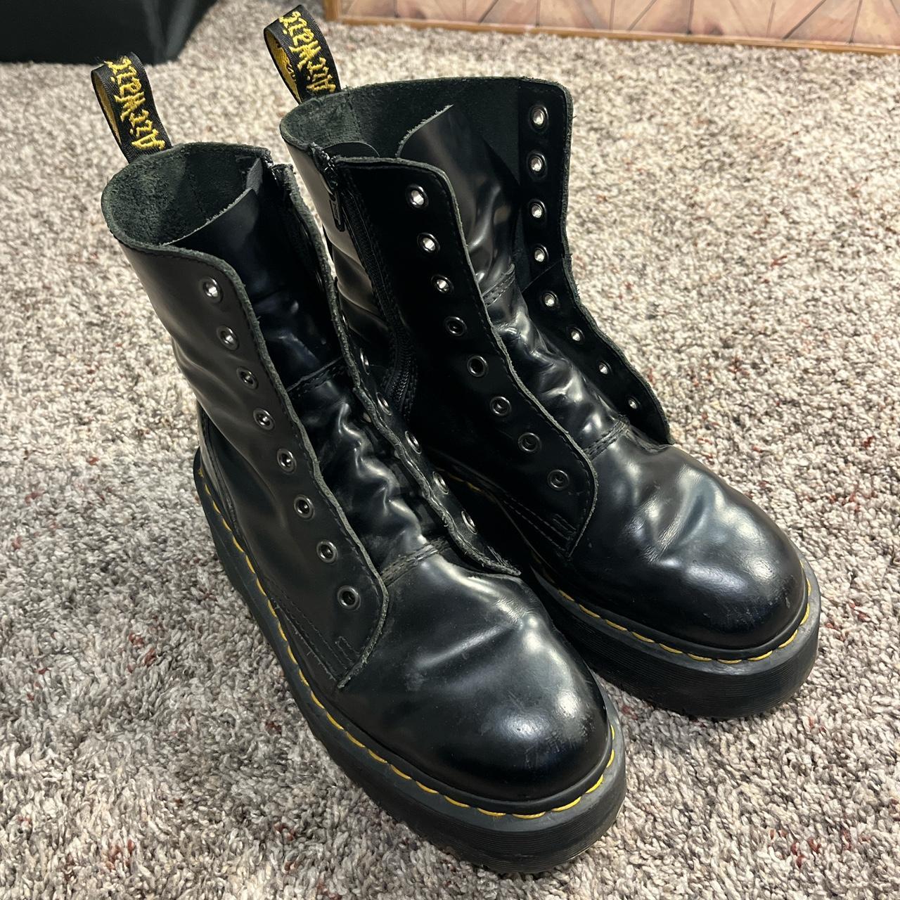 Dr. Martens Women's Black and Yellow Boots | Depop