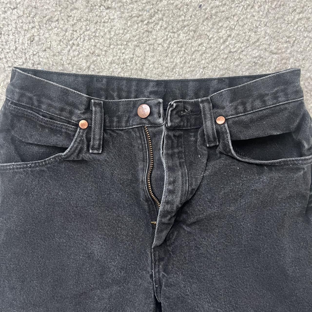 vintage wrangler black denim jeans • size shown in... - Depop