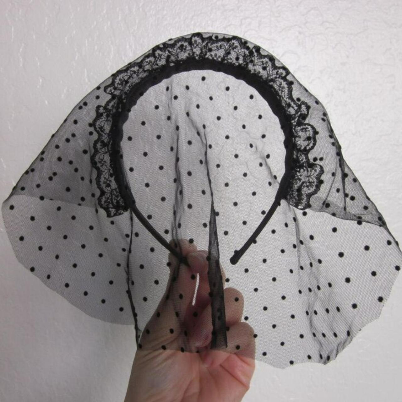 Wednesday x Kitsch Black veil headband. Never worn,... Depop