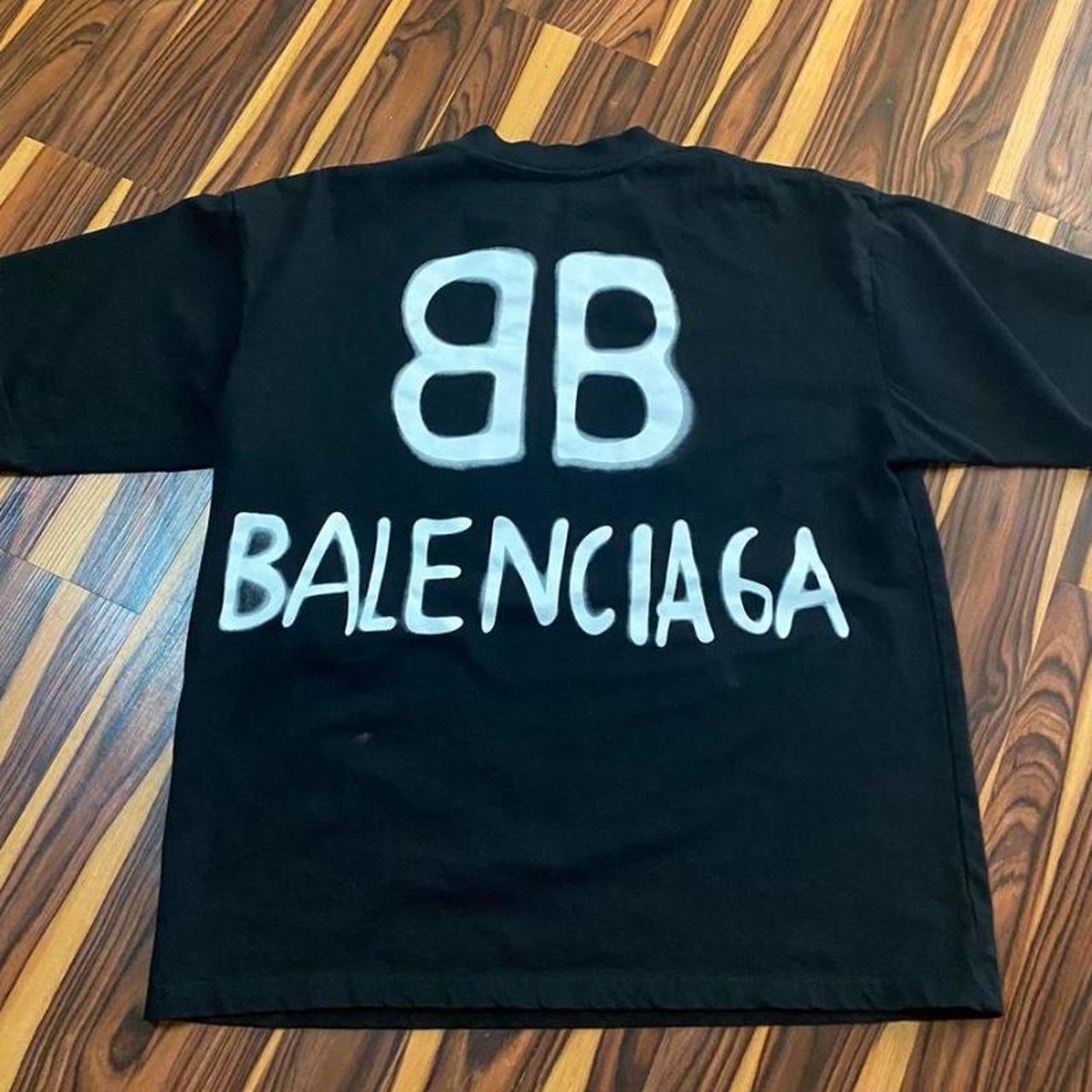 Balenciaga BB logo tee Size S Oversized fit - Depop