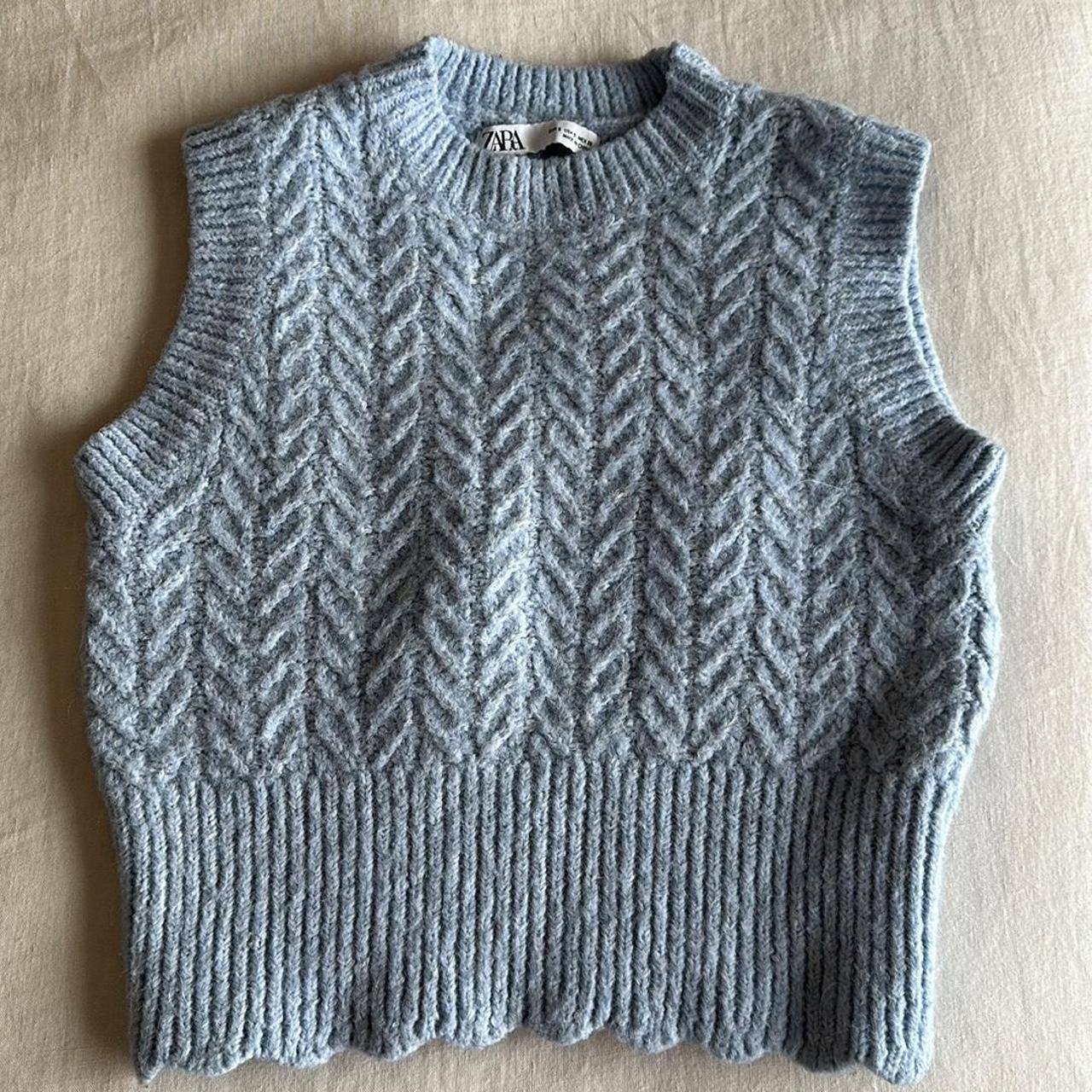 Zara Sweater Vest Size S. Light blue - Depop