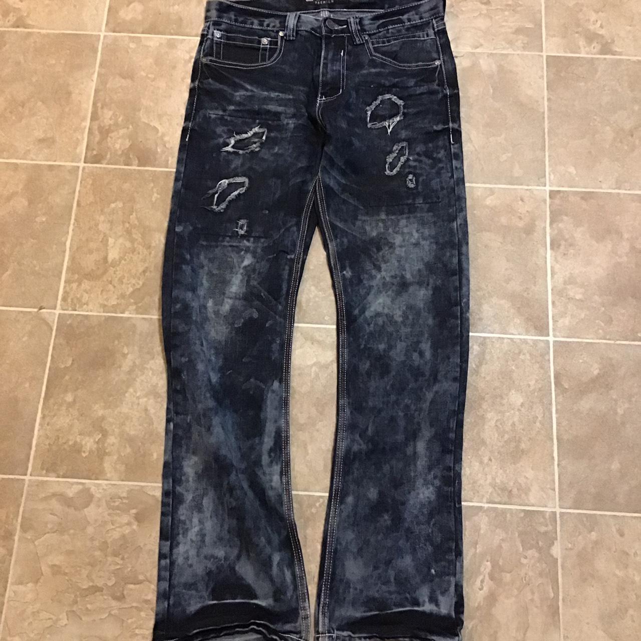 All Black Men's Black and Silver Jeans (2)