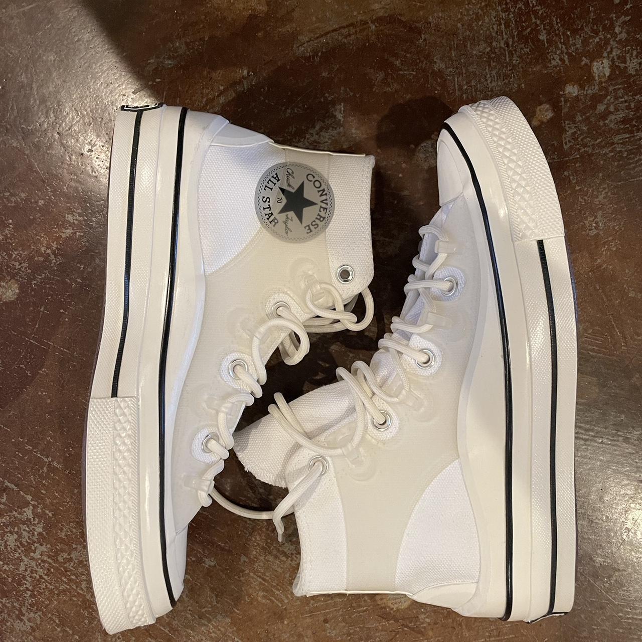 Converse Men's White and Cream Trainers | Depop