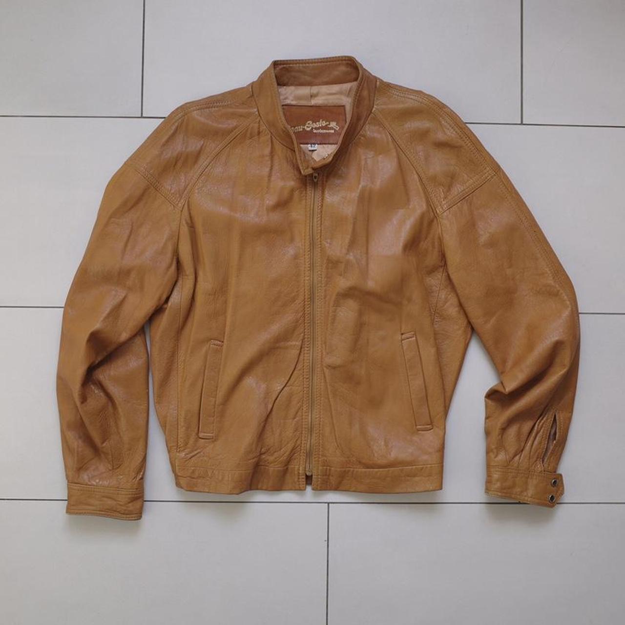 vintage brown genuine leather jacket// fully... Depop
