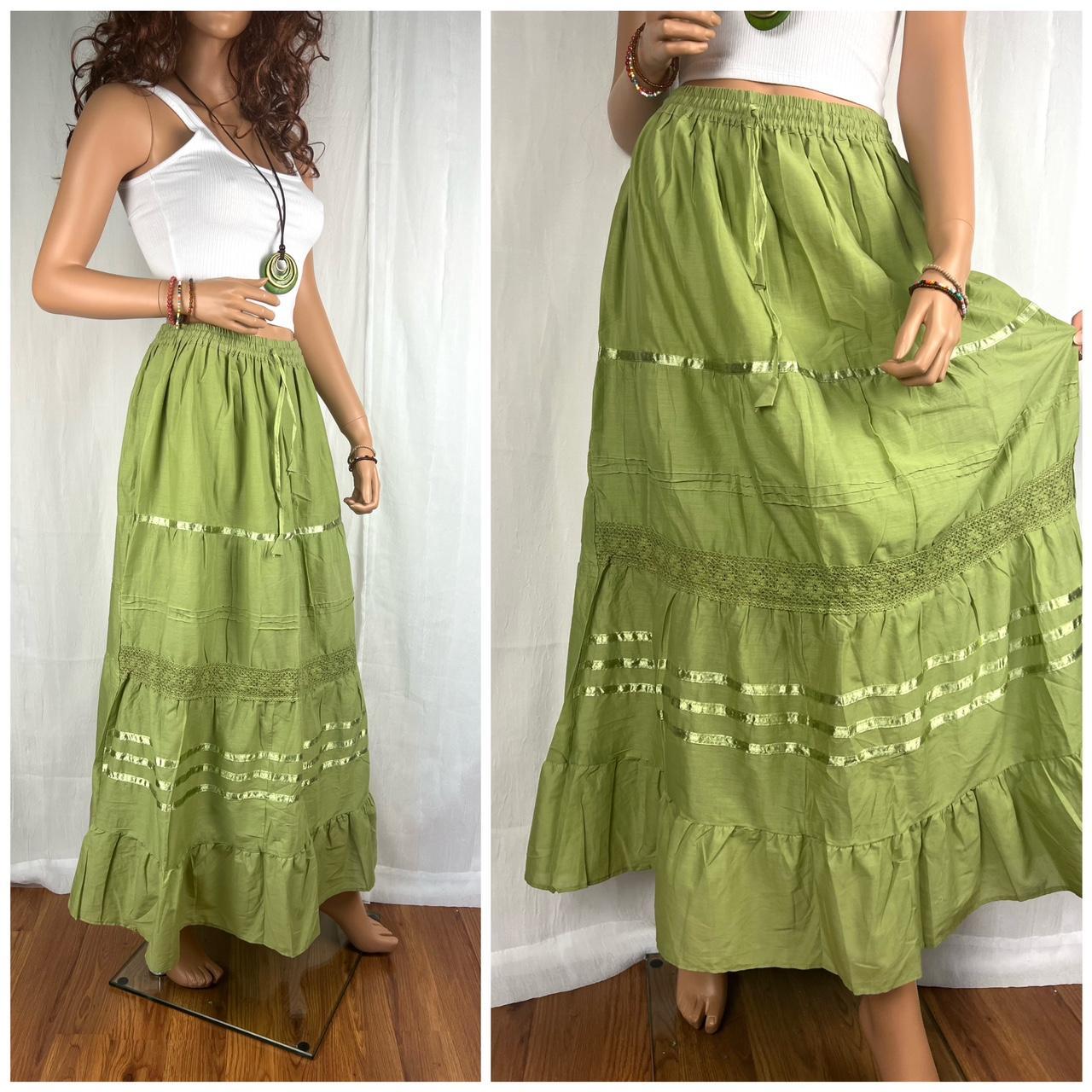 Cottagecore Long Skirt Olive Green This long Eyelet... - Depop