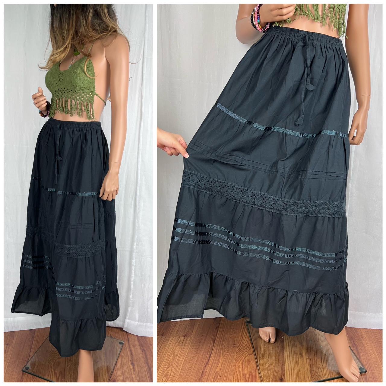 Cottagecore Long Skirt Black This long Eyelet lace... - Depop