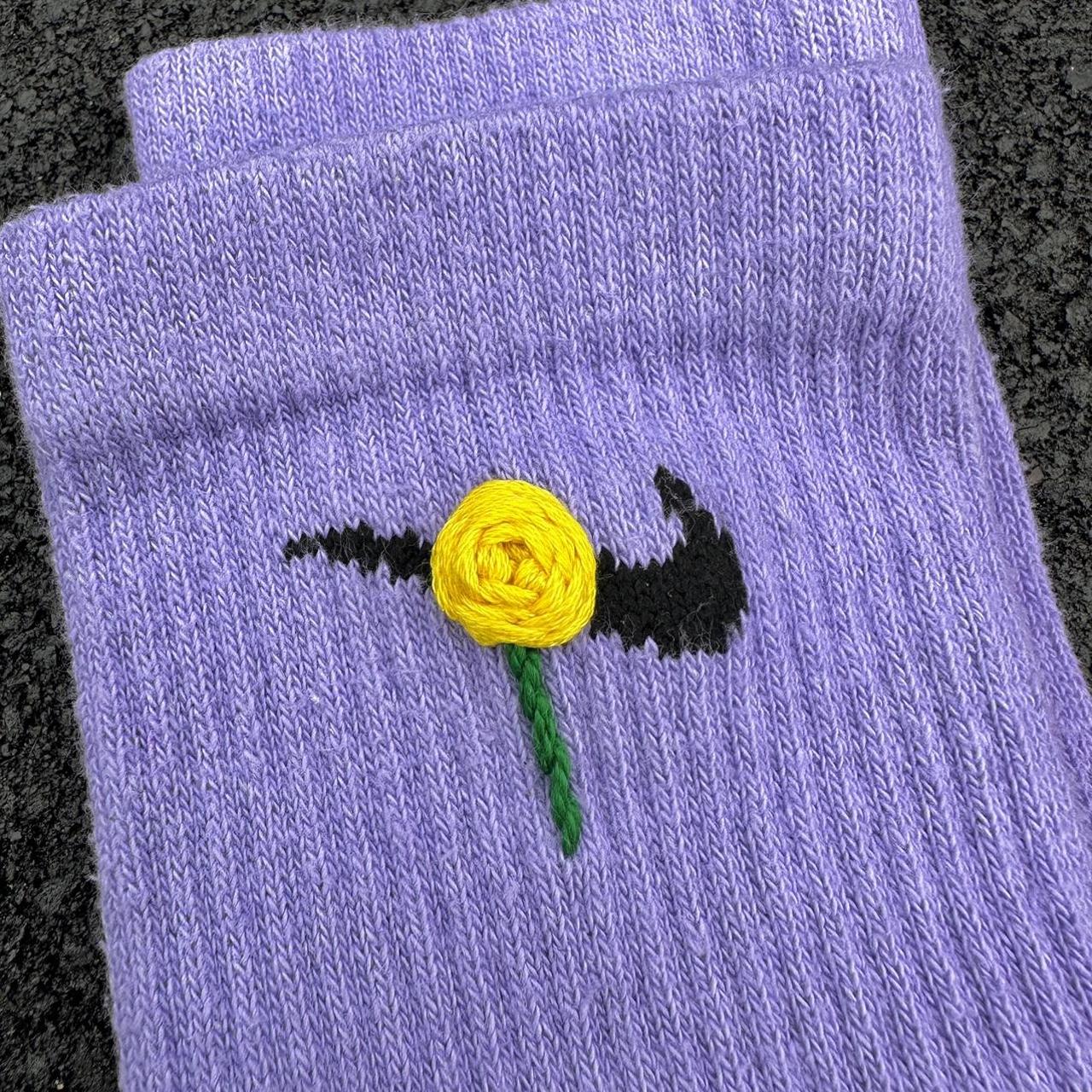 Nike Men's Purple and Yellow Socks Depop