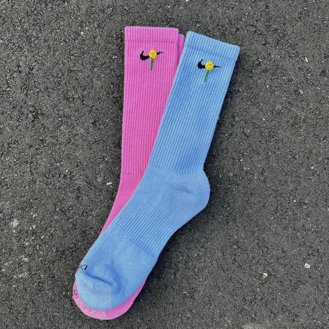 pink and blue nike socks