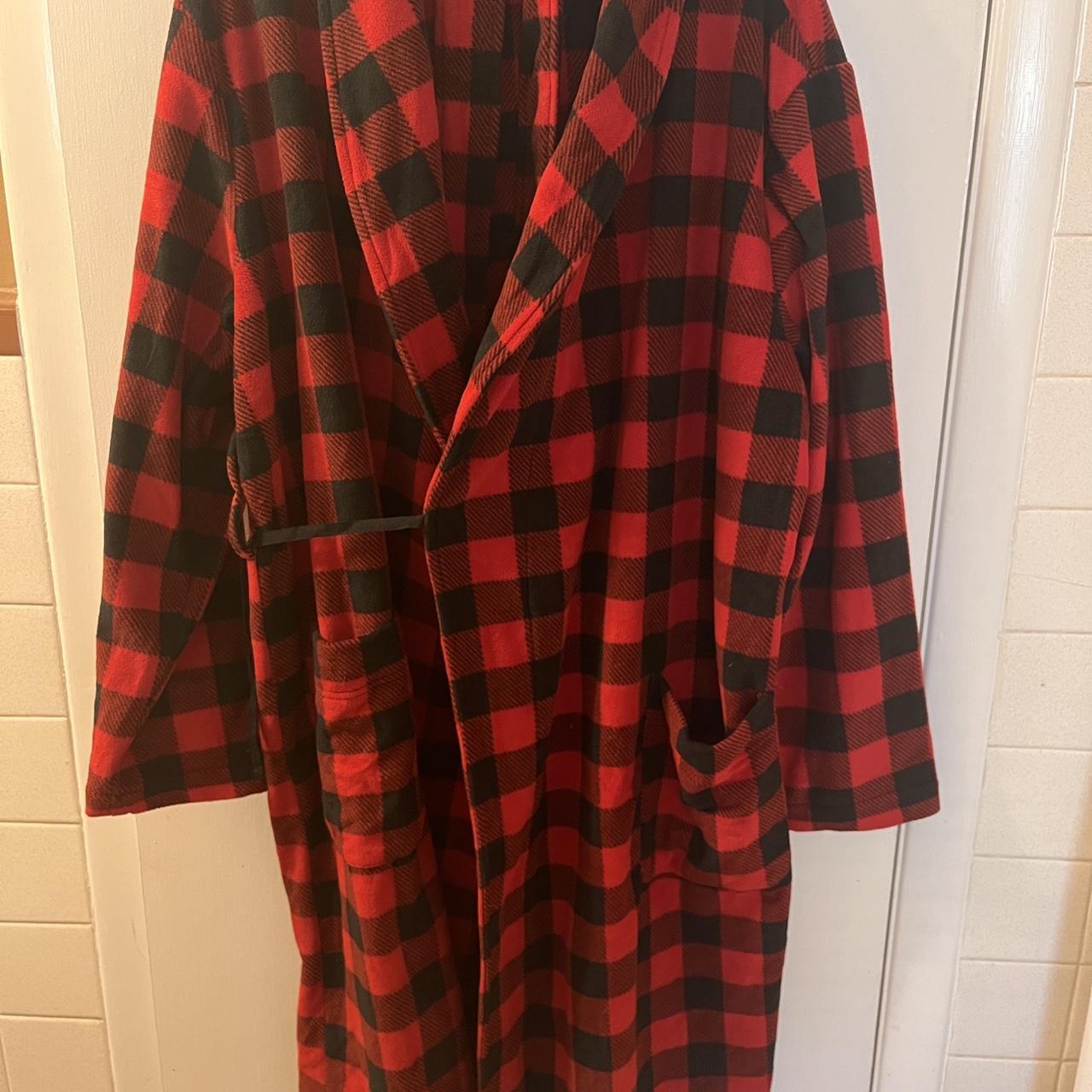 Buffalo Plaid Robe Acrylic with Tie that goes in... Depop