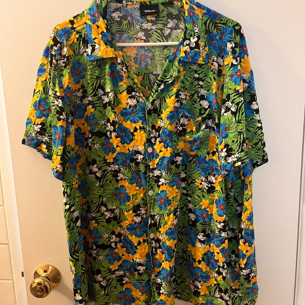 Disney Mickey Mouse In The Jungle Hawaiian Floral... - Depop