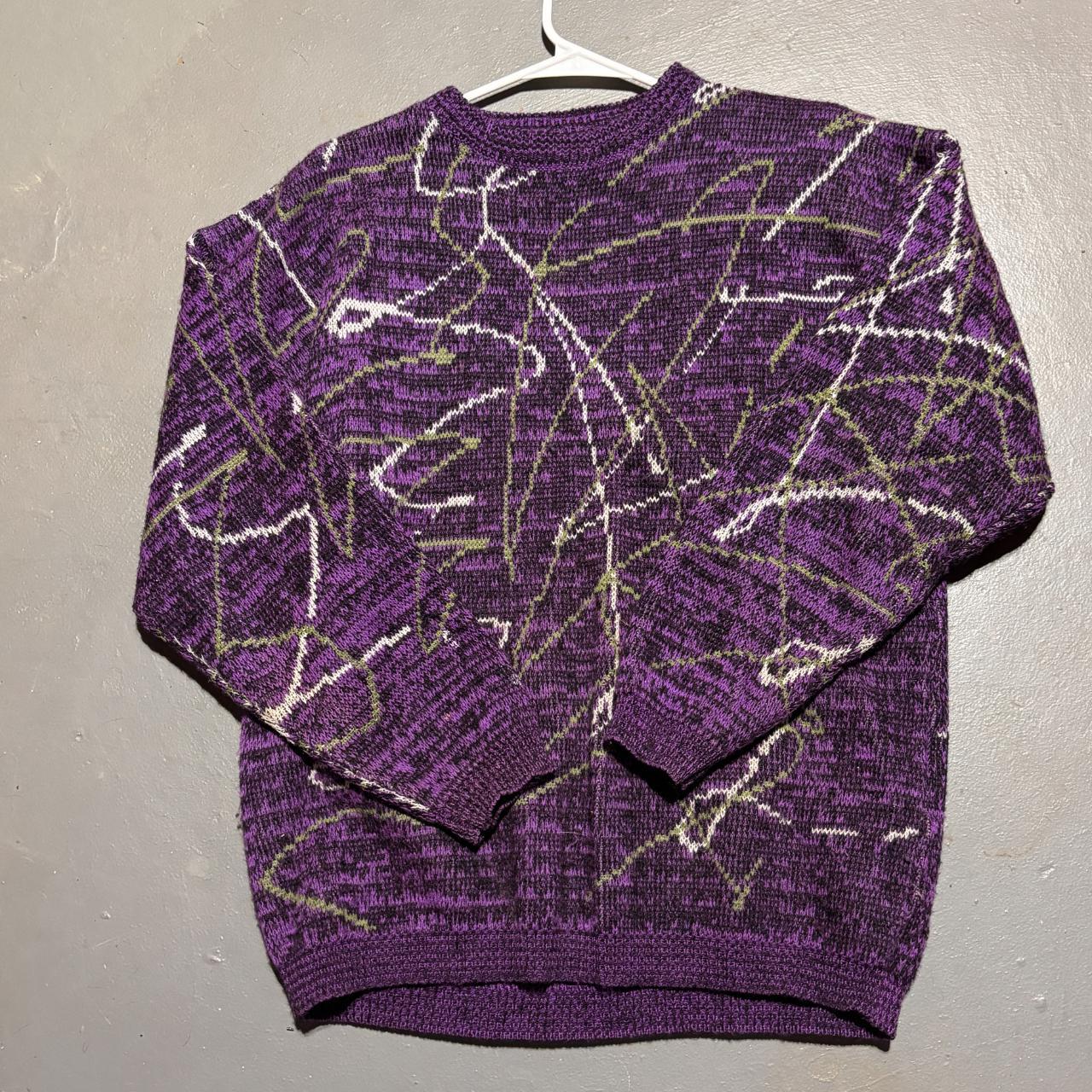 Vintage Organically Grown 80s sweater Purple... - Depop