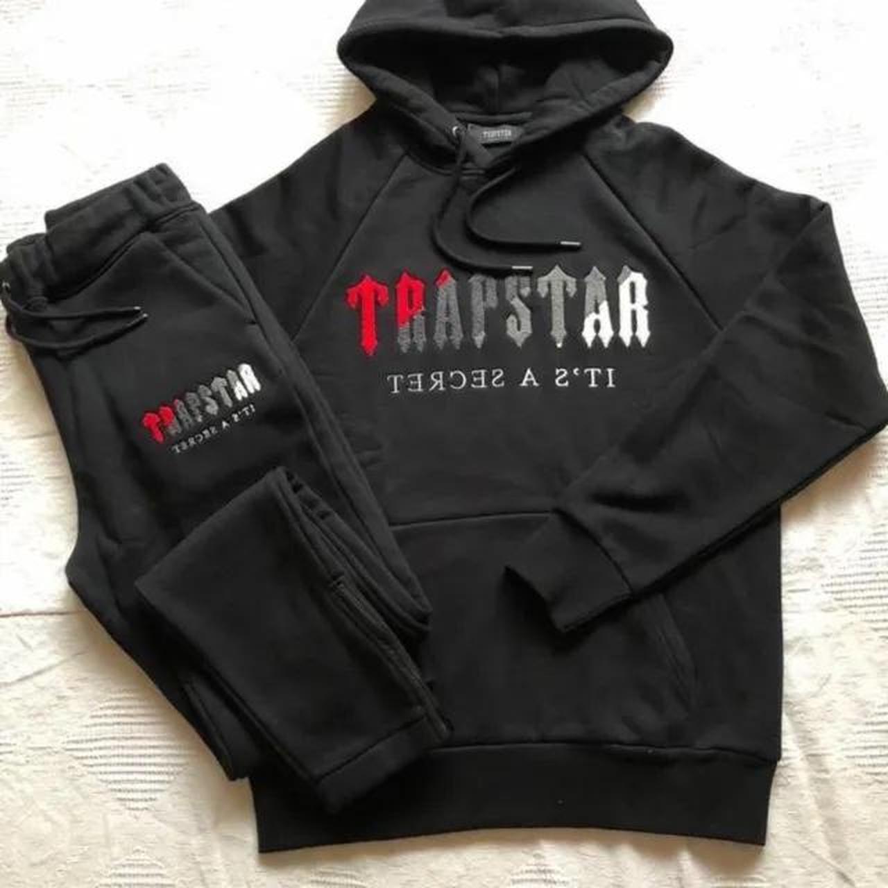 Trapstar Men's Black and Red Hoodie | Depop