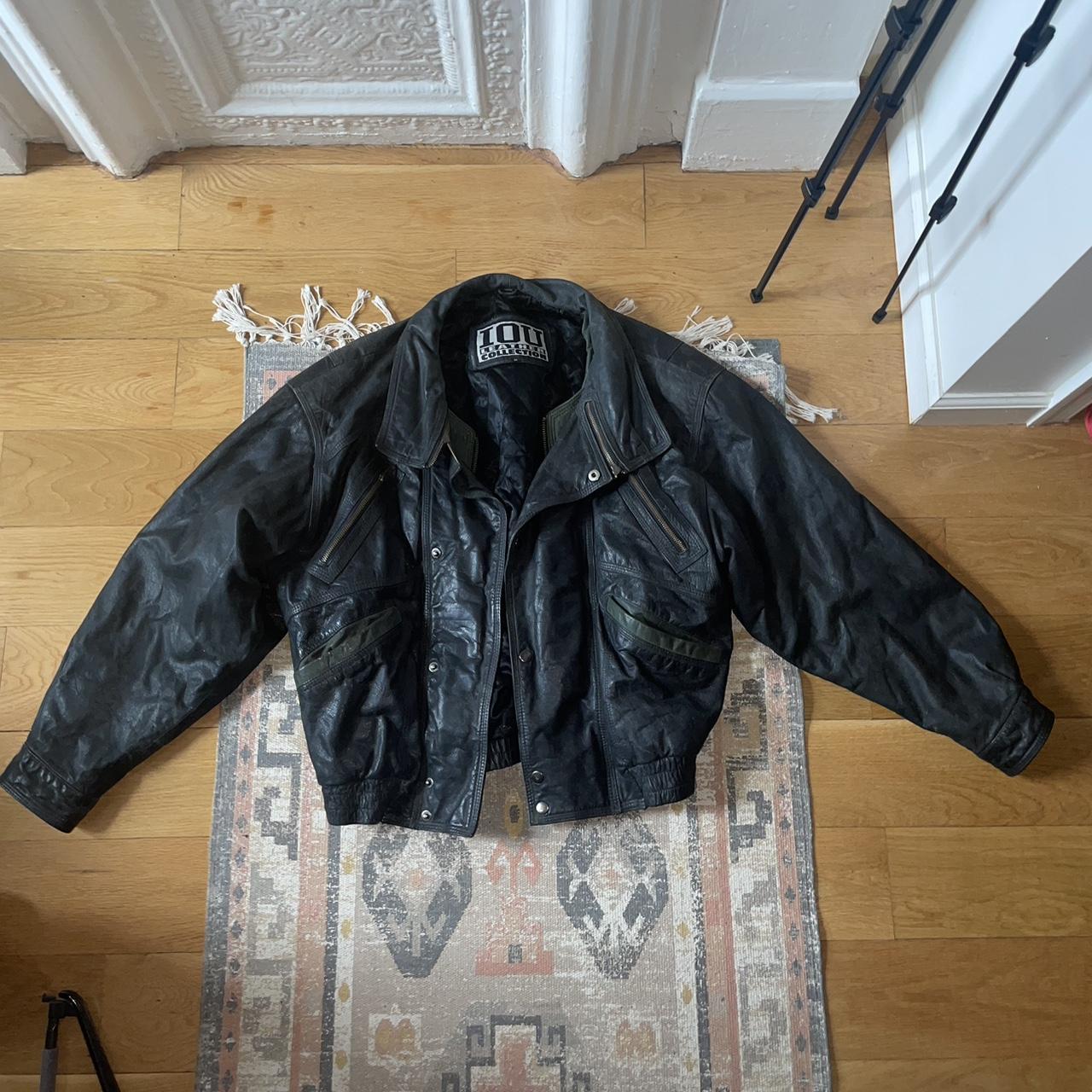 Old black leather on sale jacket