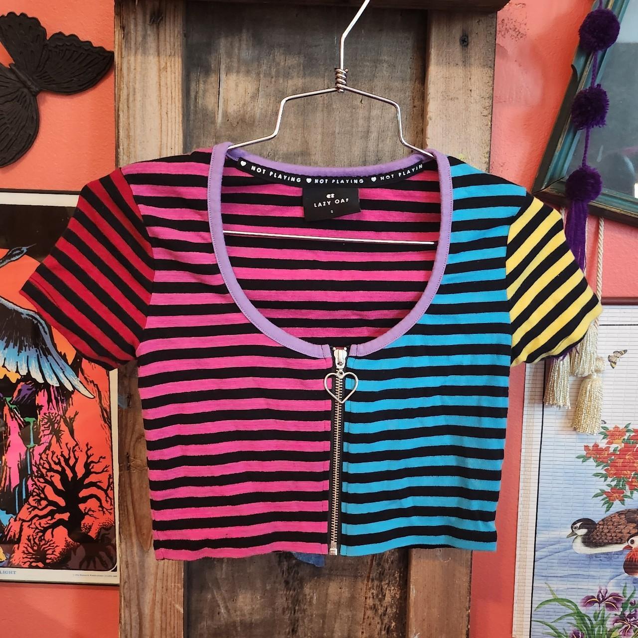 LAZY OAF COLOR BLOCK HIGH CROP TOP WITH HEART SHAPED | Depop