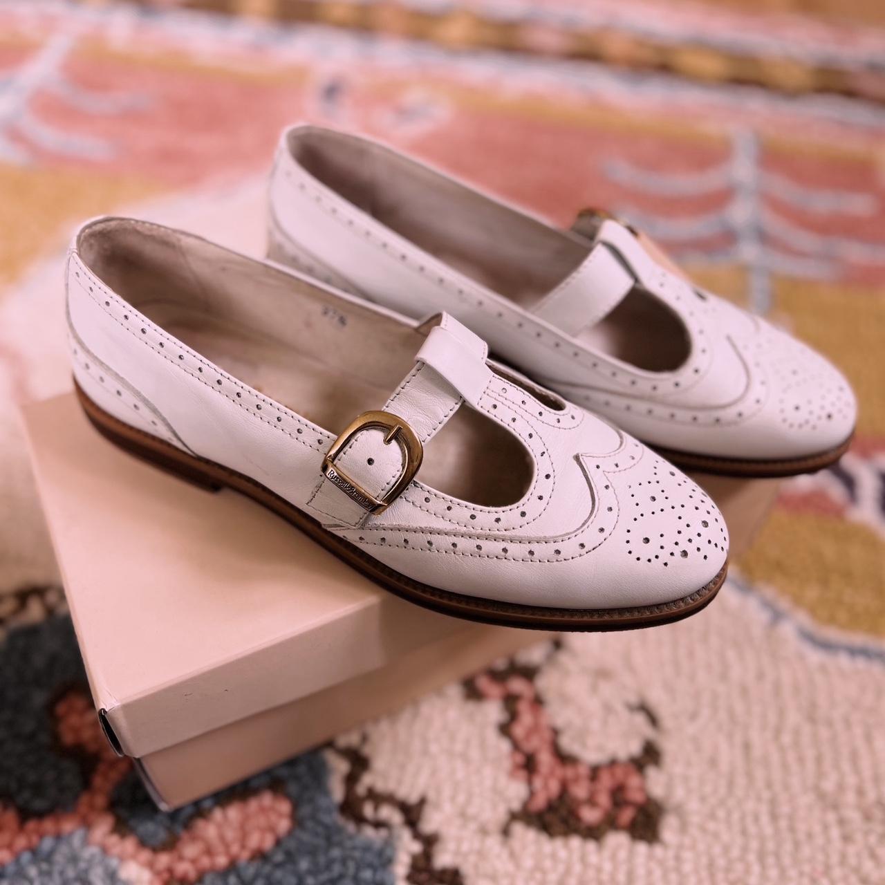 Russell Bromley white leather brogue Mary Jane. Depop