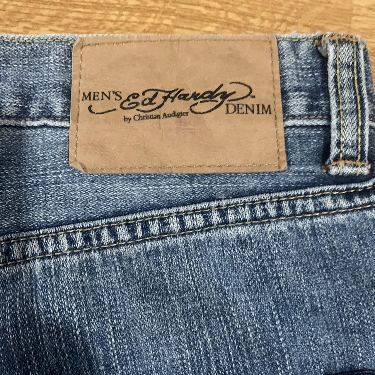 Ed hardy jorts 38x14 Baggy af good for skating I... - Depop