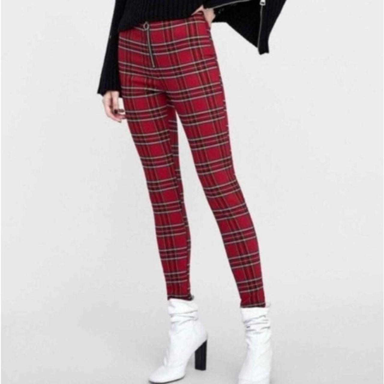 Plaid sales leggings zara