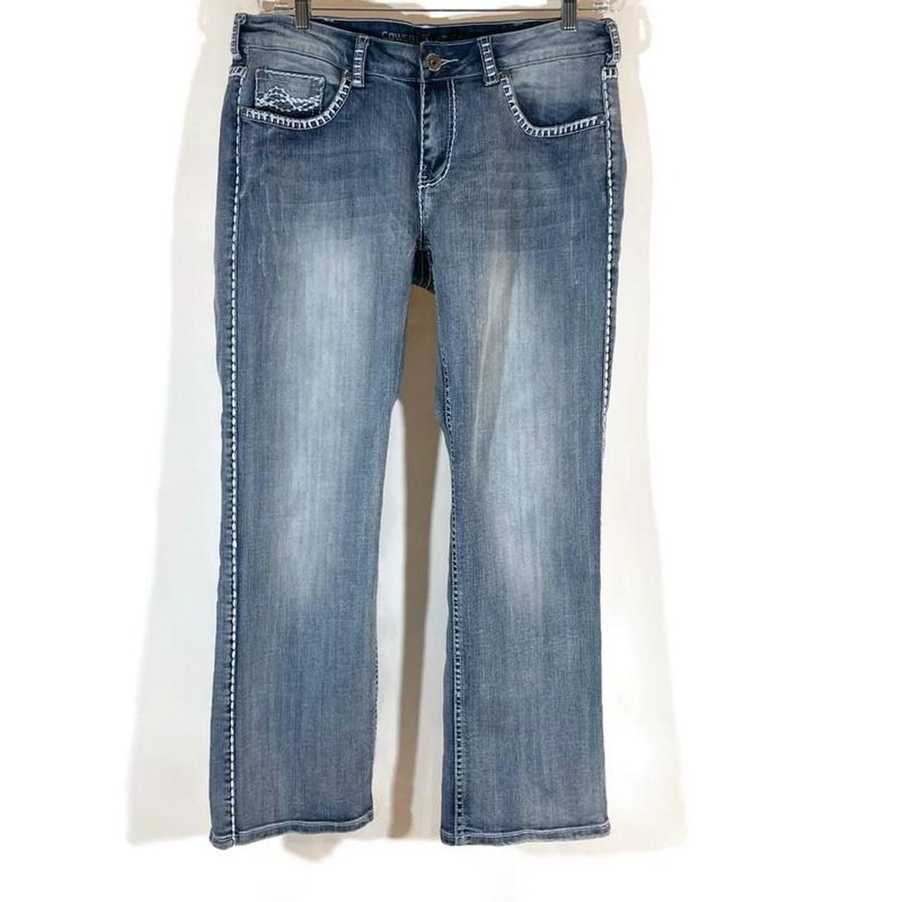 Women's White and Blue Jeans | Depop