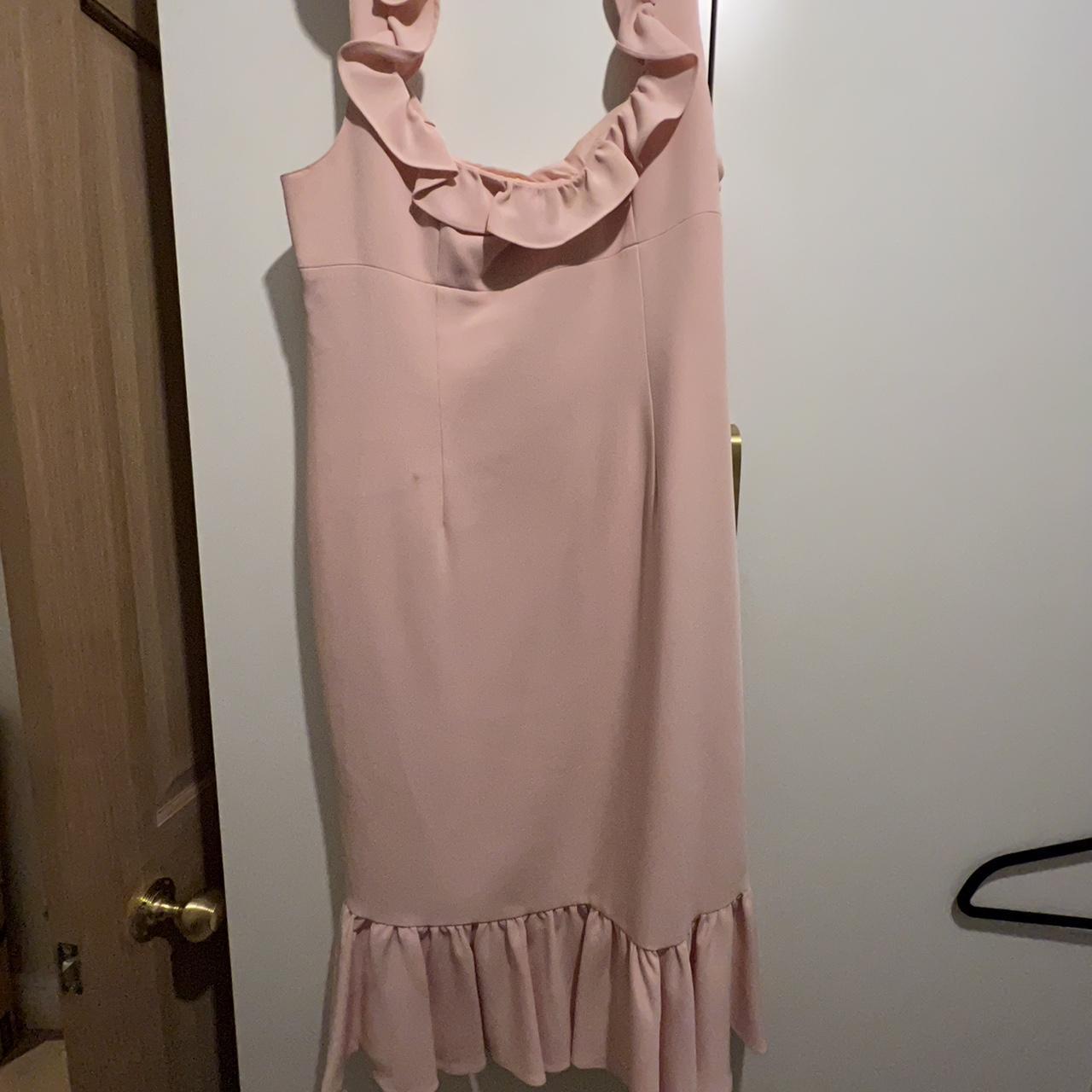 Cinq a Sept Peach/Pink Dress Frill with Kick Flare... Depop