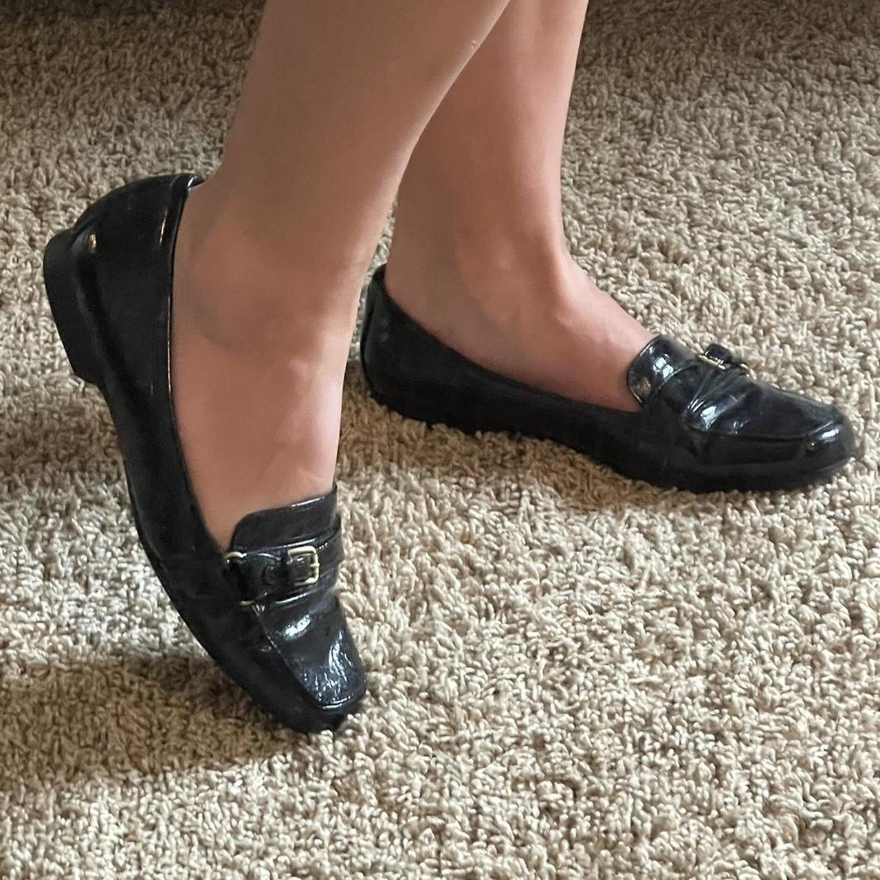 Womens black flat hot sale shoes size 8