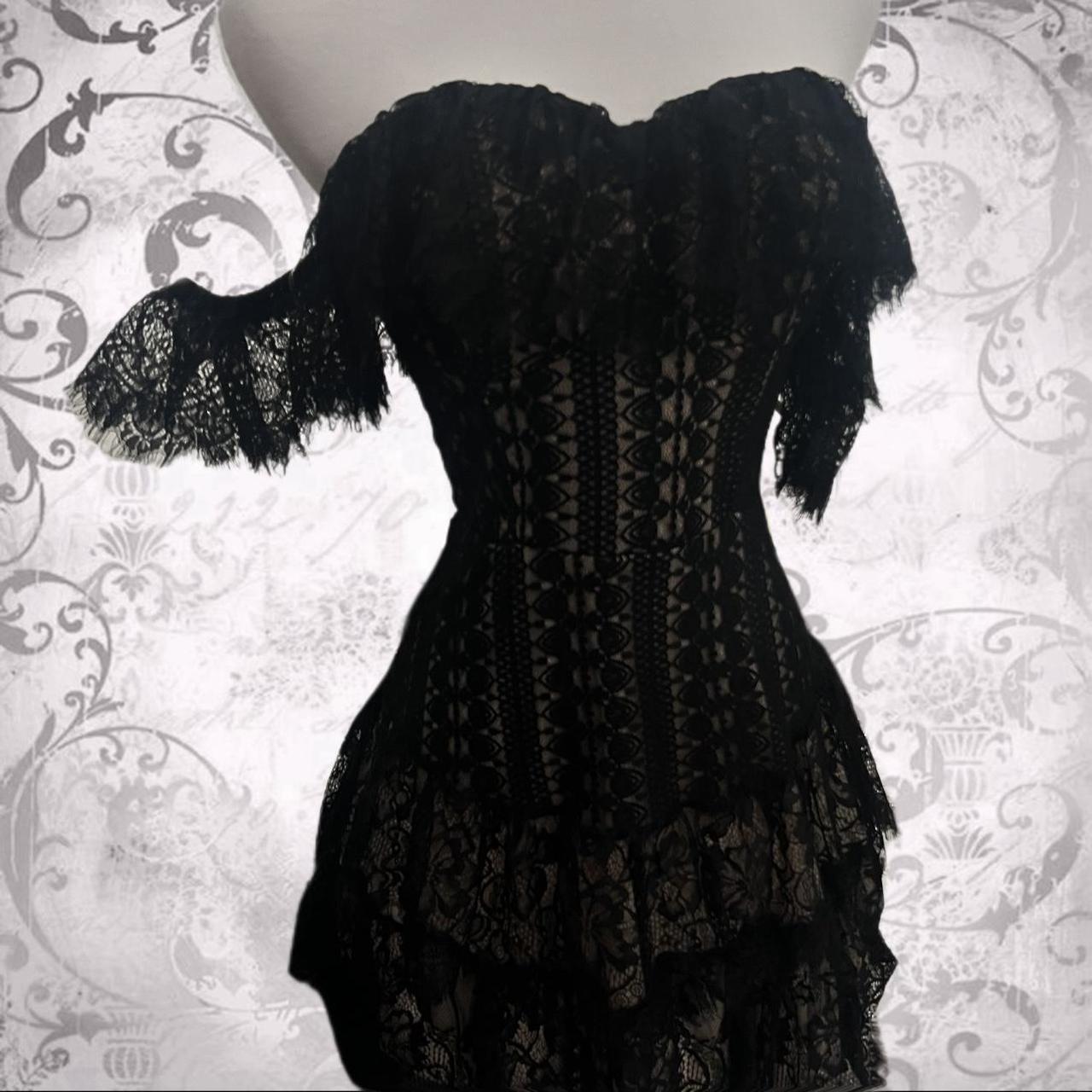 Black lace-dress-vintage - Depop