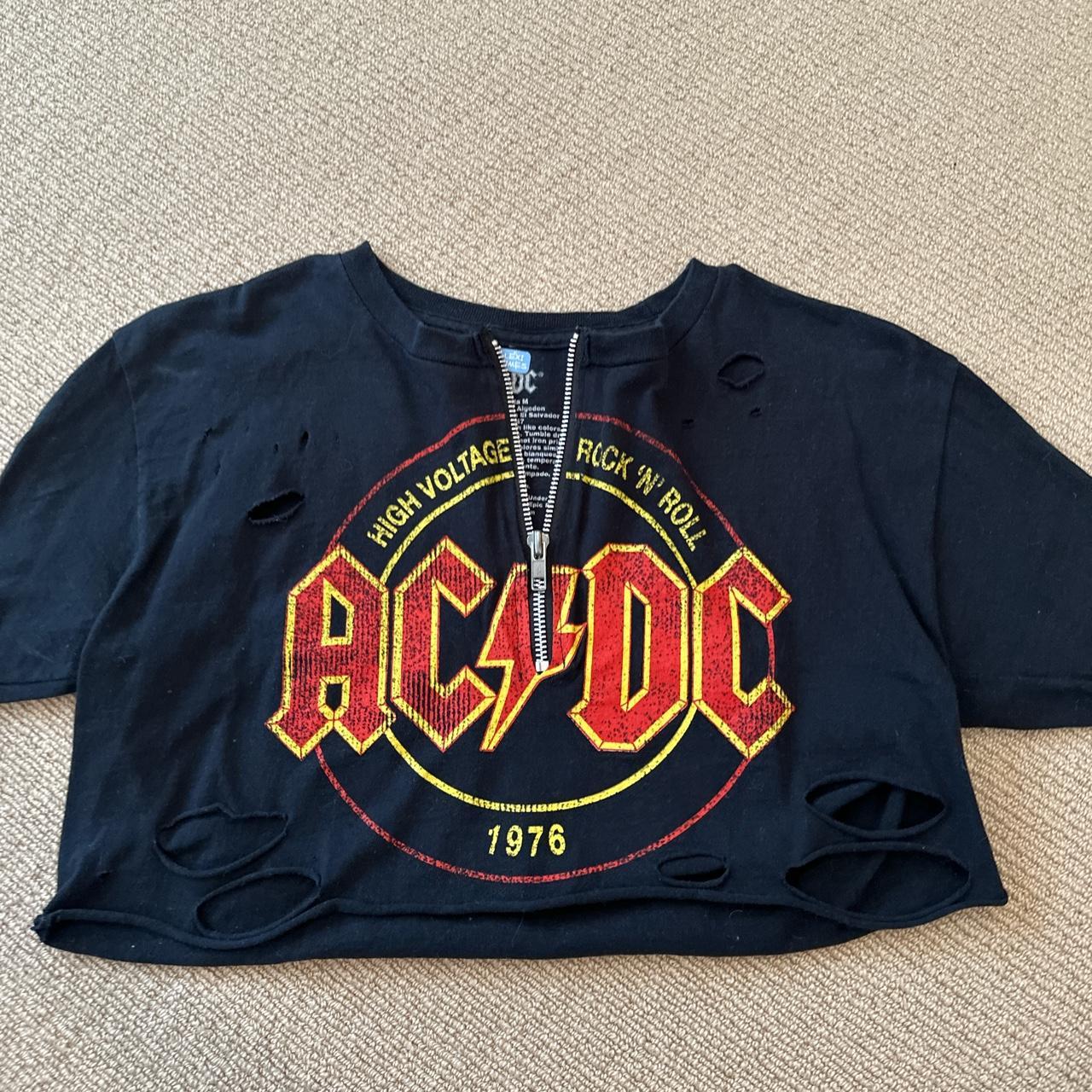 One of a Kind Vintage Customized AC/DC Crop Top with... - Depop