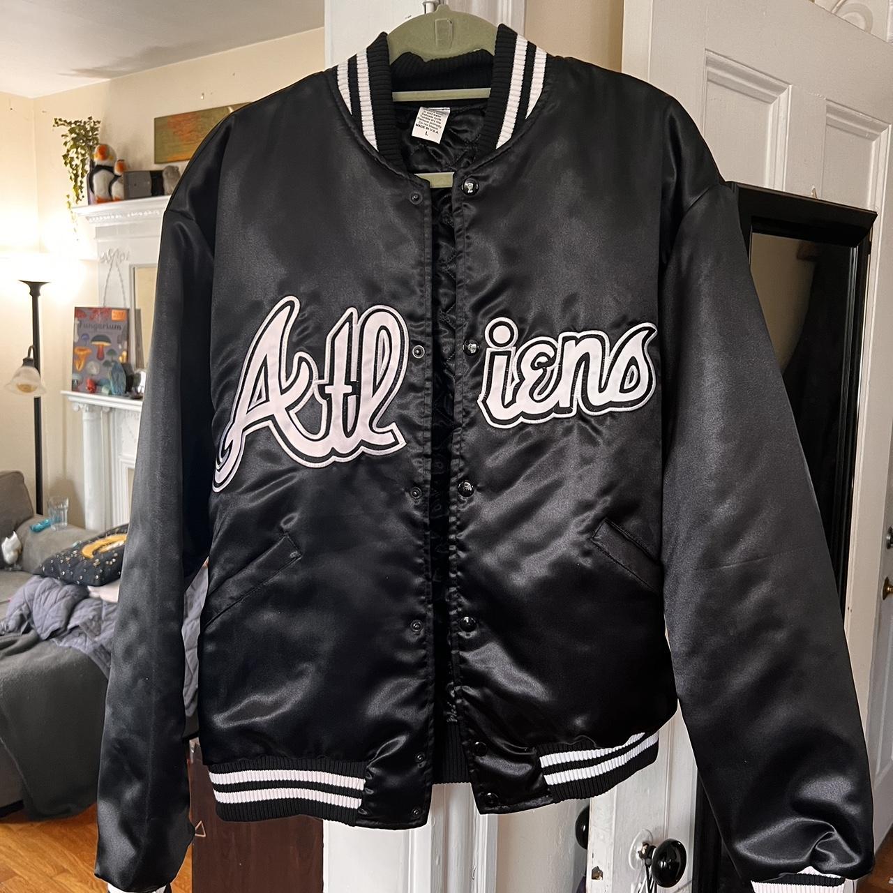 A1 VINTAGE CHALK LINE ATLANTA FALCONS SATIN BOMBER - Depop