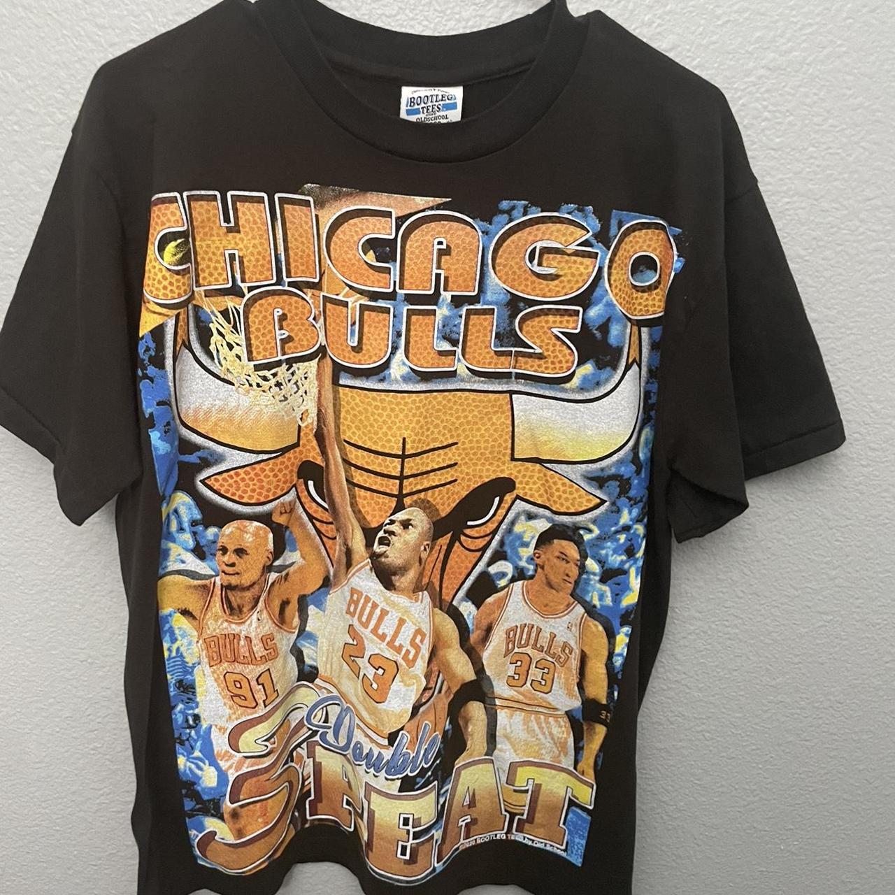 Vintage style bootleg Chicago Bulls Double 3 Peat... - Depop
