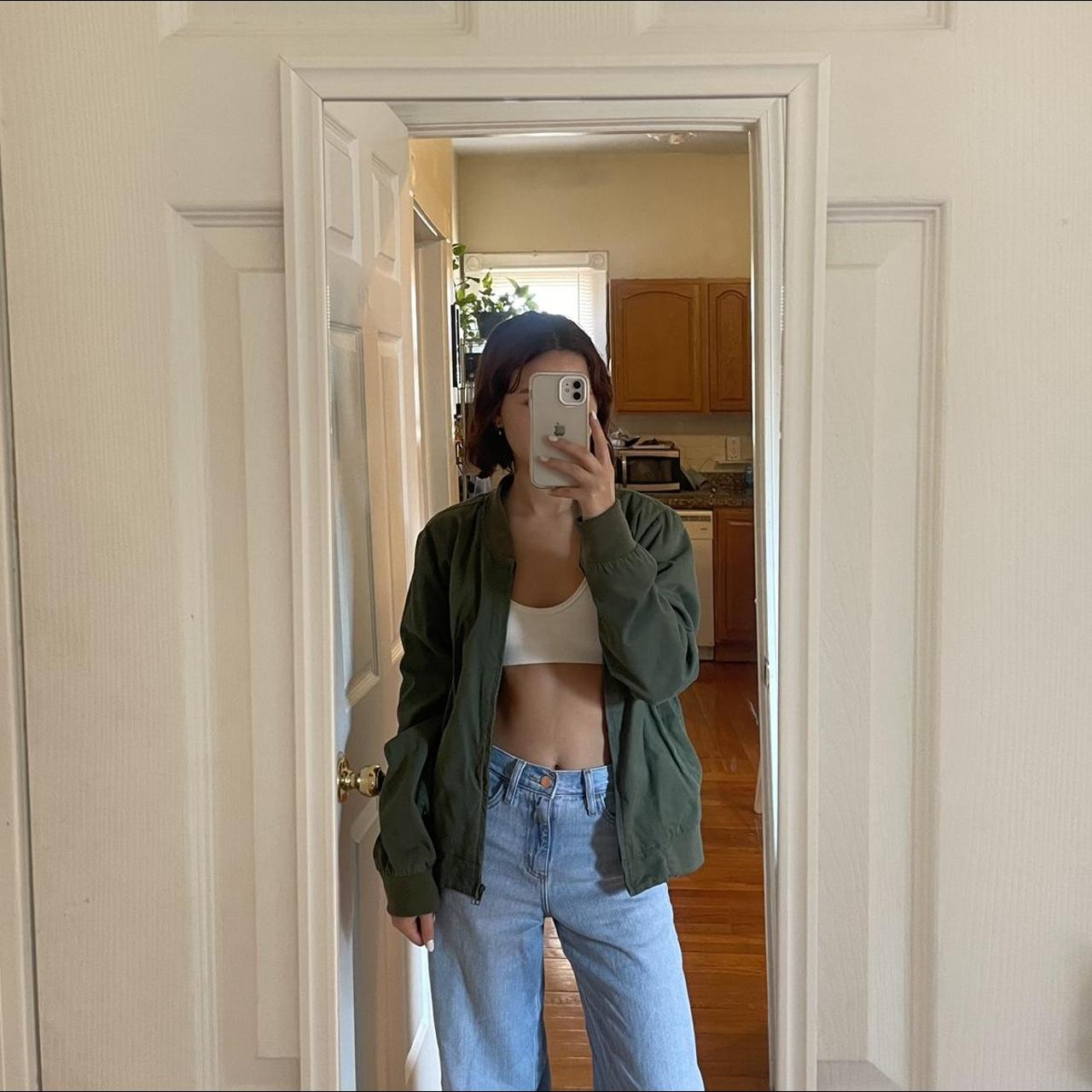 Army green jacket from Brandy Melville Fits: XS,... - Depop