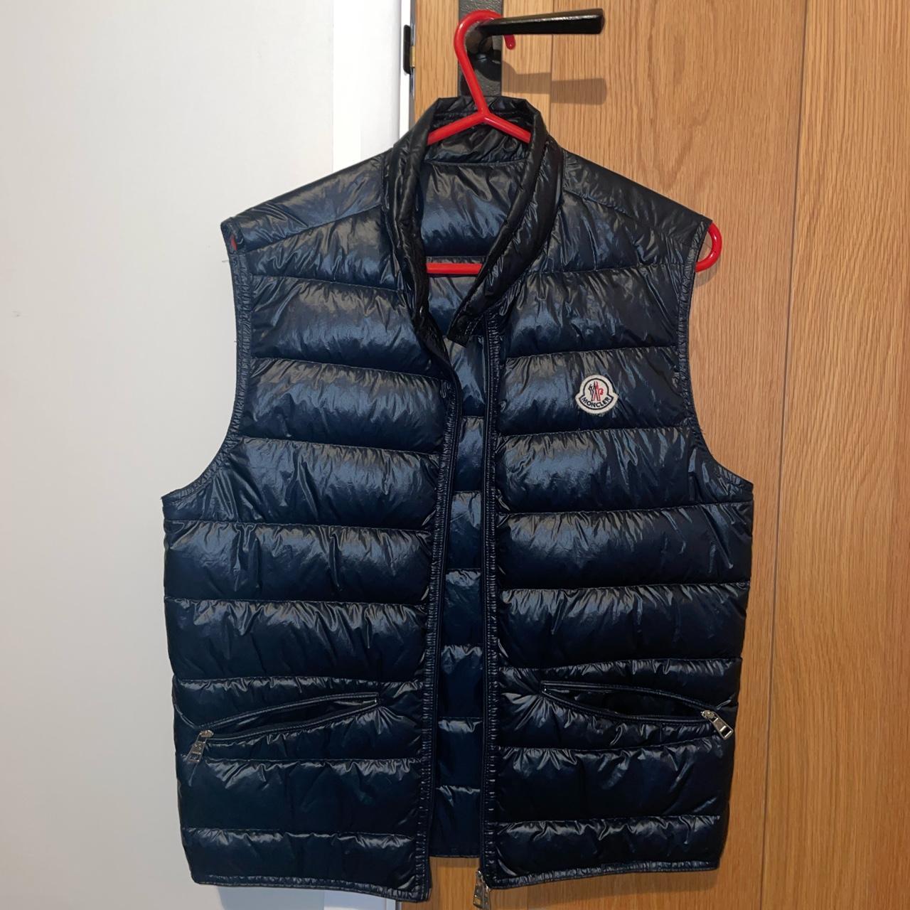 Moncler gui gilet, dark navy blue, perfect... - Depop