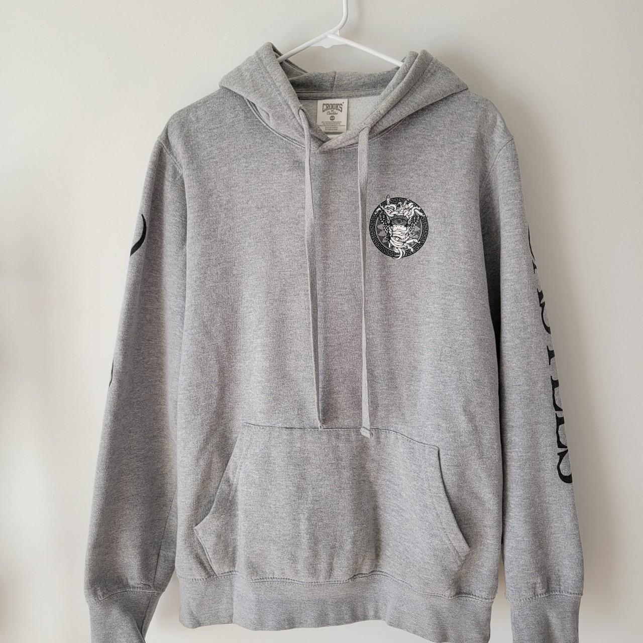 crooks & castles grey hoodie size medium good,... - Depop