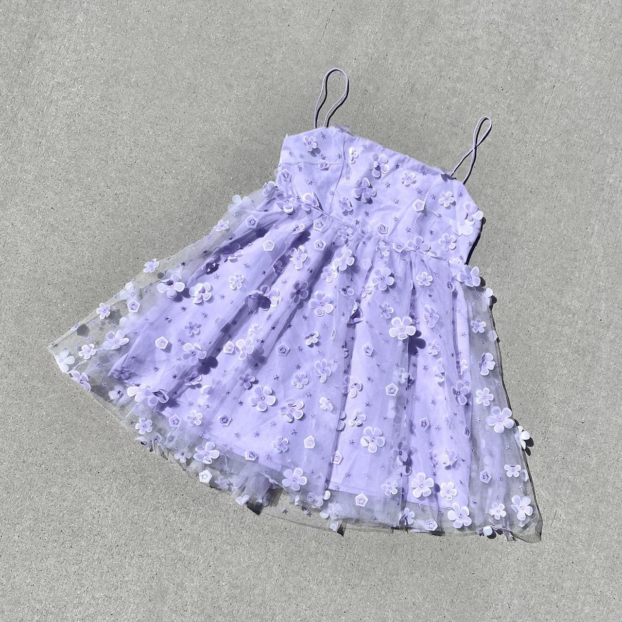 lavender mini purple dress, size - Depop