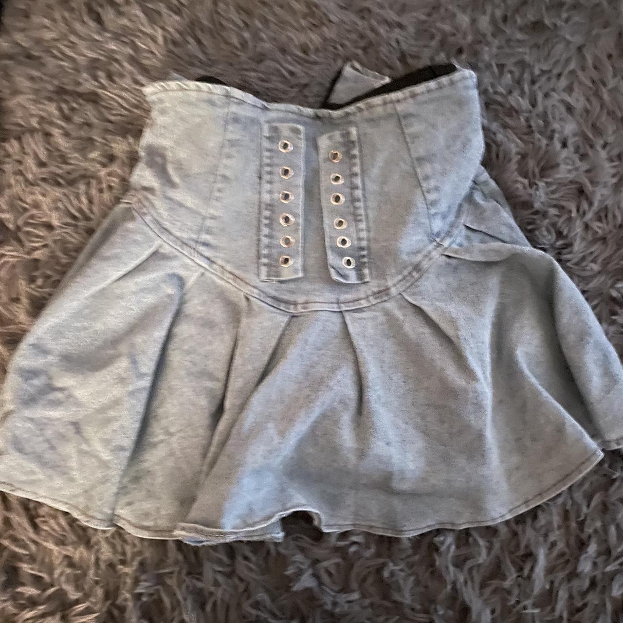 denim Jean skirt like new y2k corset #skirt #denim... - Depop