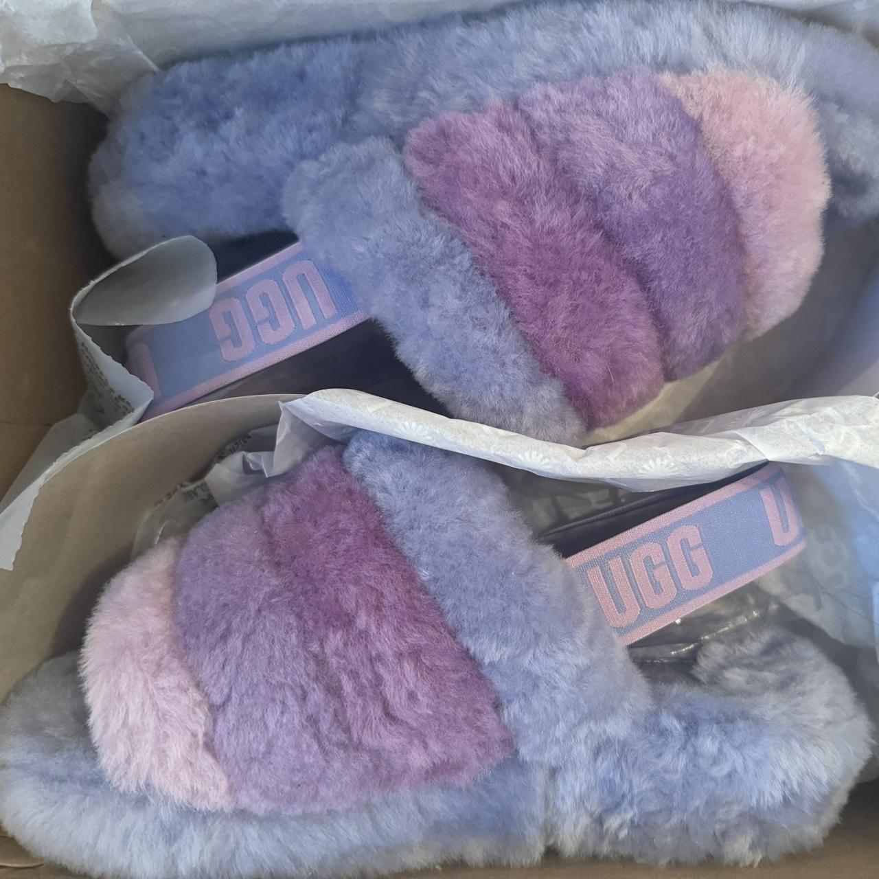 UGG Fluffy slide cornflower multicolour Never won. Depop