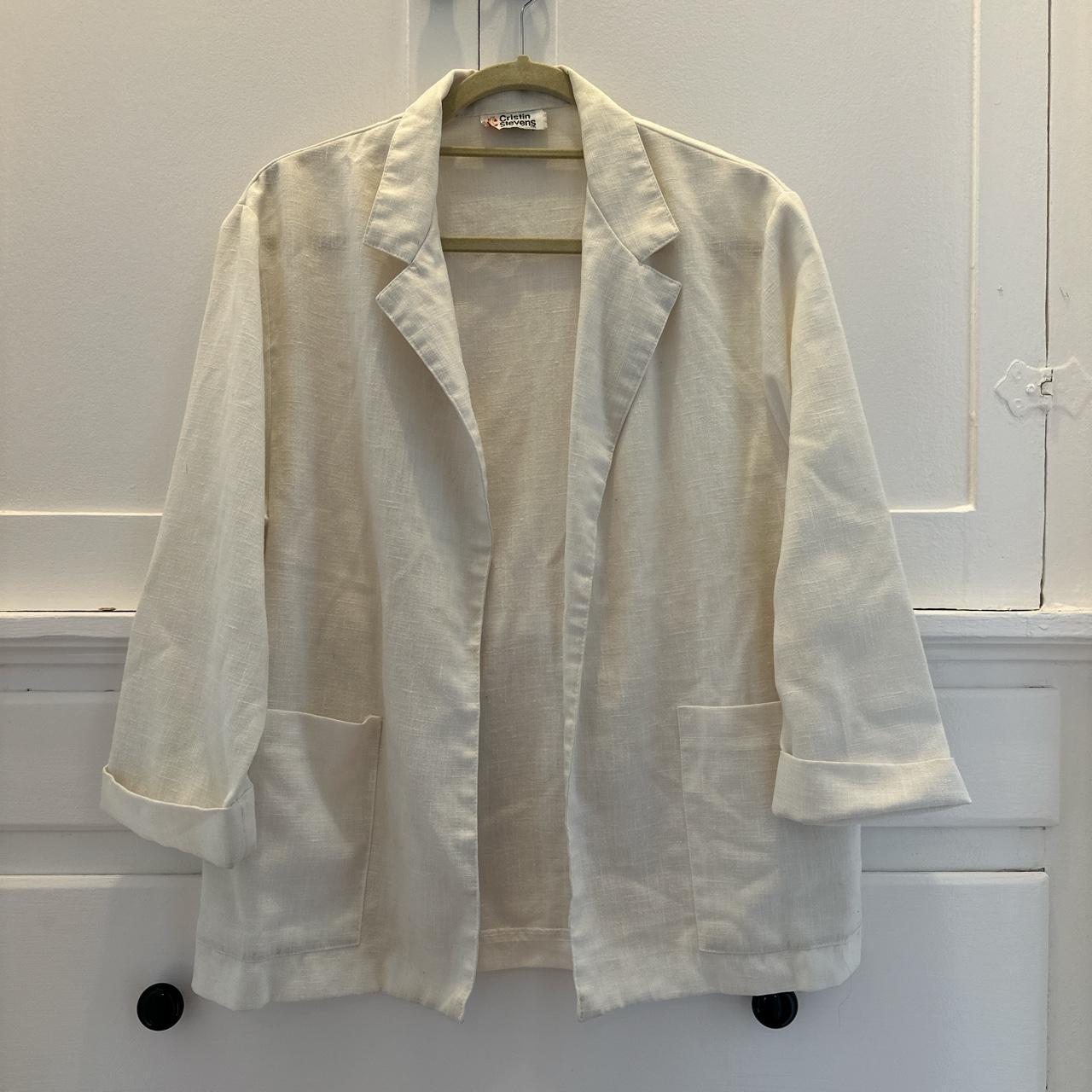 women’s vintage cristin stevens white jacket - has a... - Depop