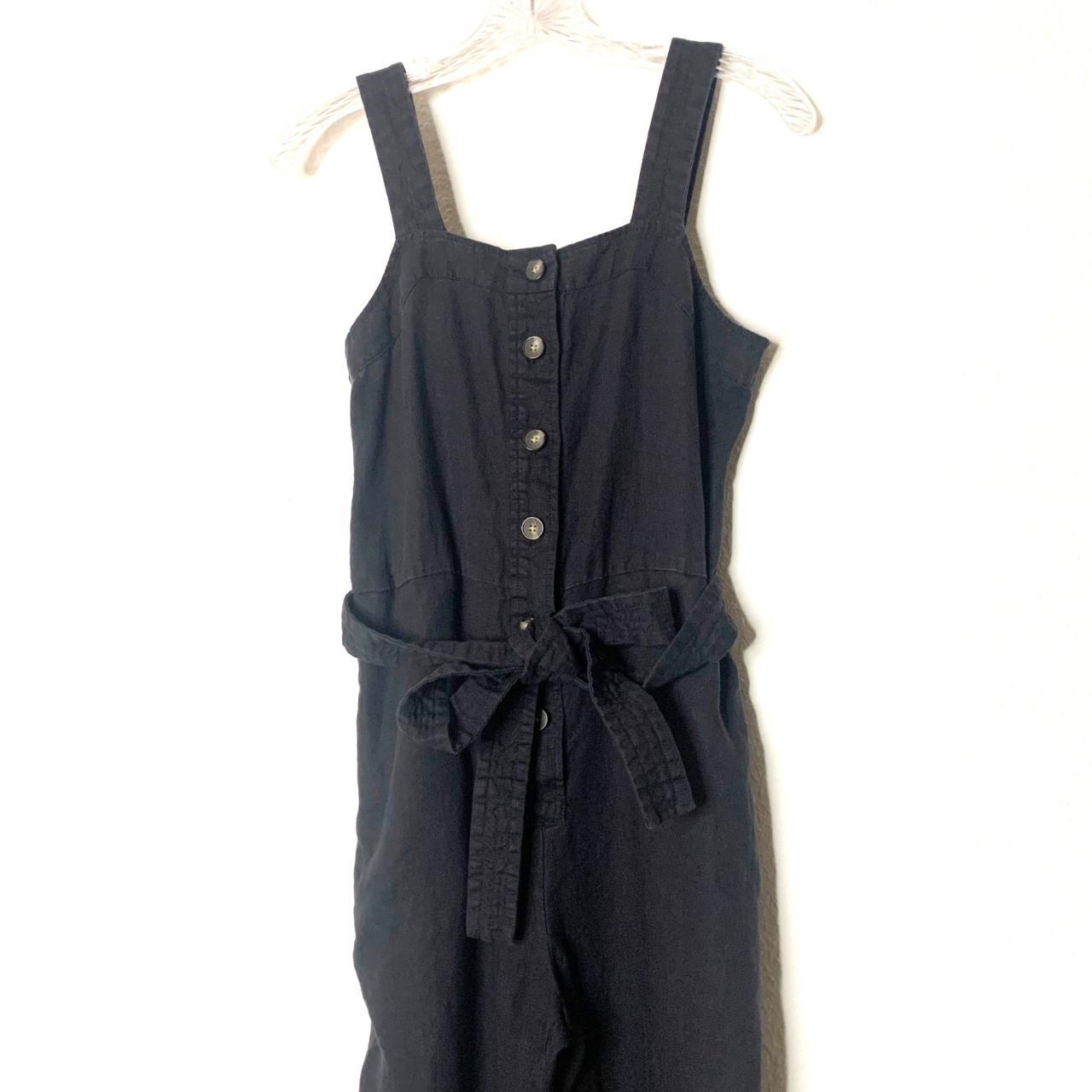 Everlane The Linen Jumpsuit in Black Button Front... - Depop