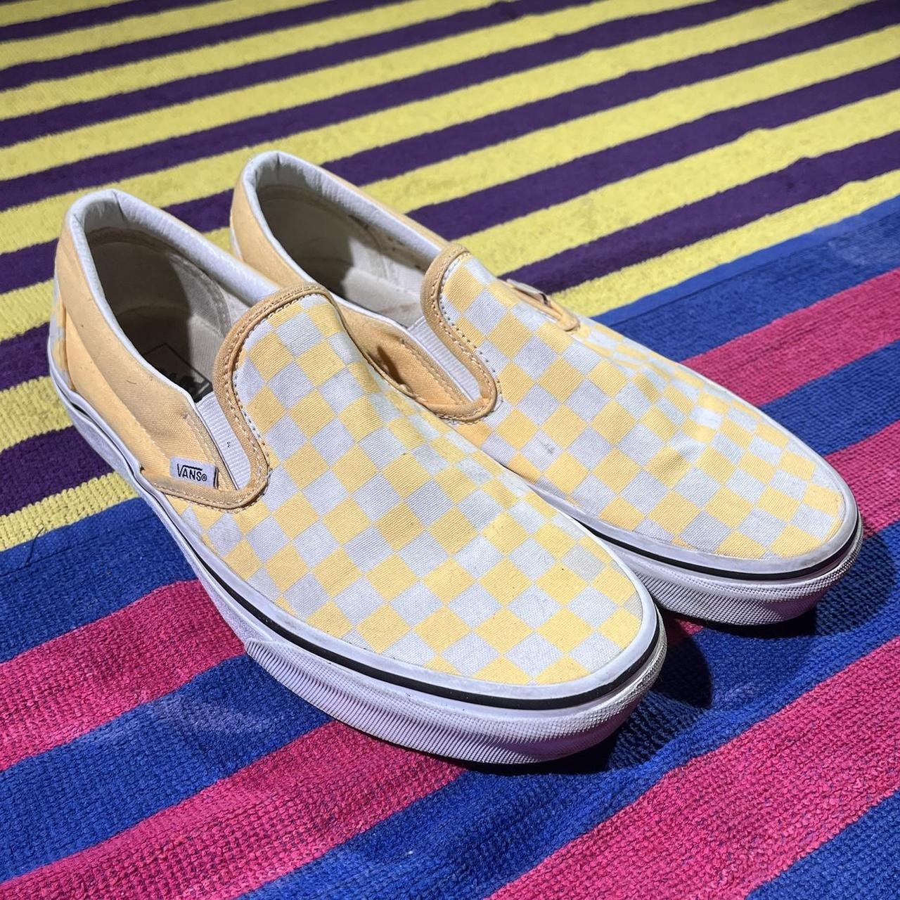 Checkerboard vans yellow on sale