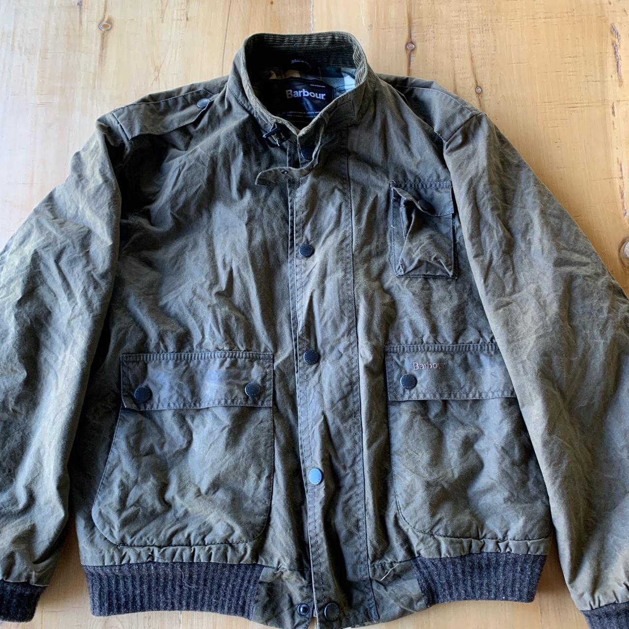 Vintage Barbour Waxed Green Ford Jacket Size XXL... - Depop