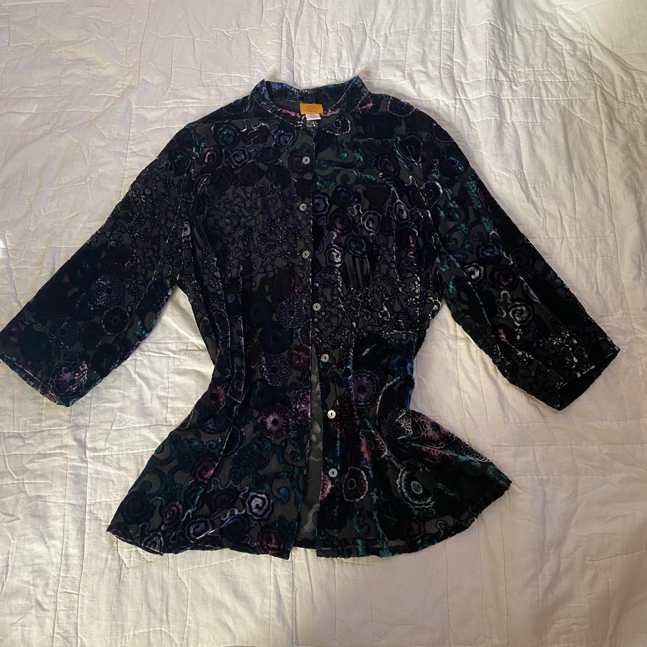 This whimsygoth boho fairy sheer button up has the... - Depop
