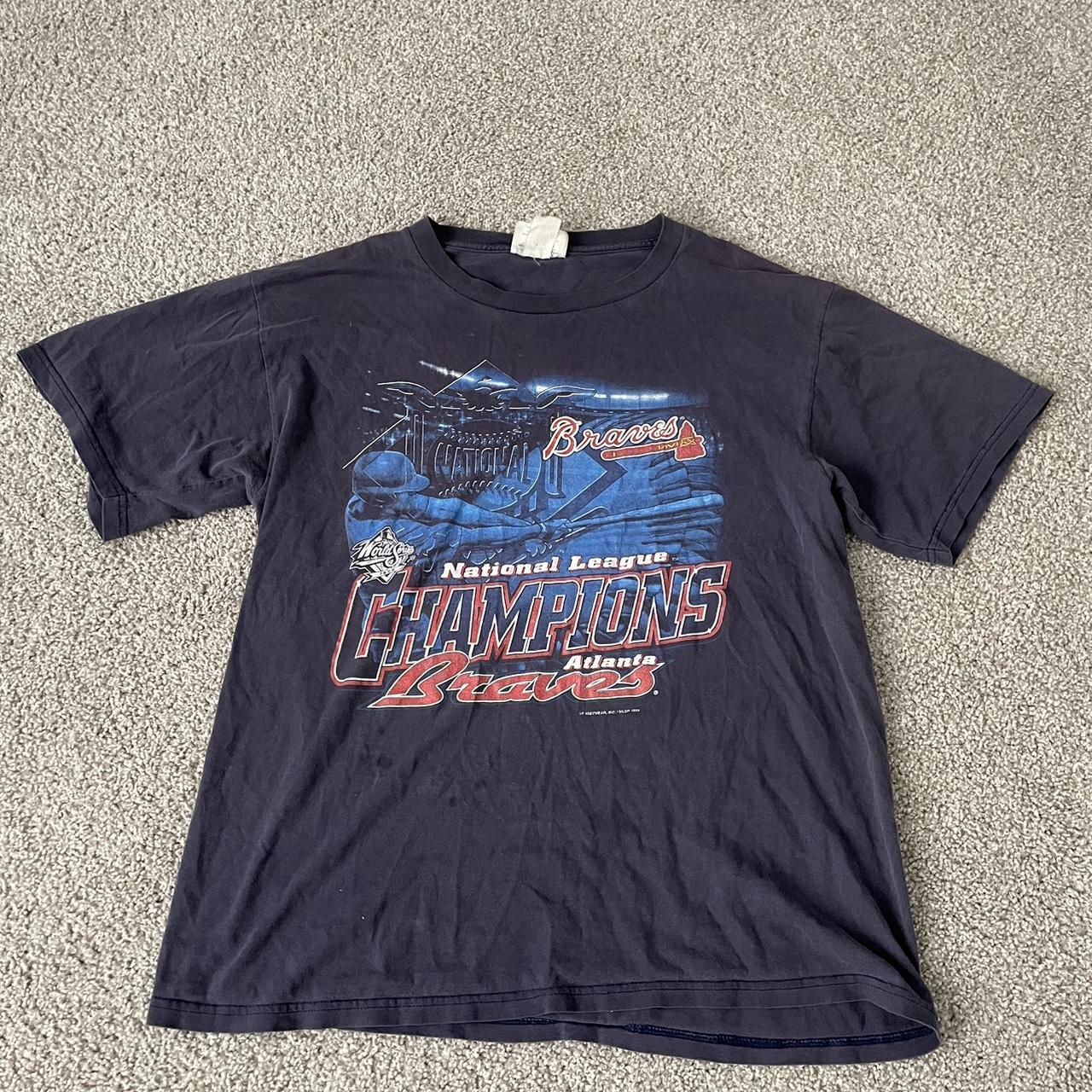 Vintage 90’s Atlanta braves champions shirt Size Large - Depop