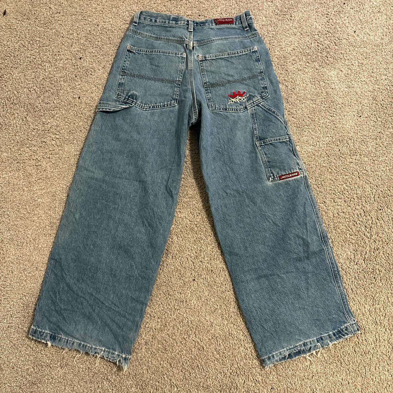 VTG 90s Y2K JNCO Wide-Leg Rave Skate Light Wash Blue... - Depop