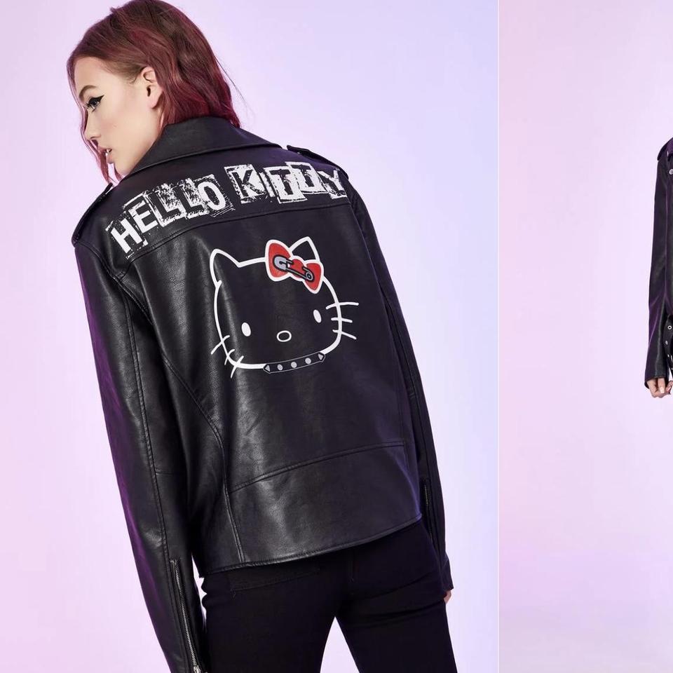 Dolls kill Hello kitty leather jacket Rebel grl Moto... - Depop