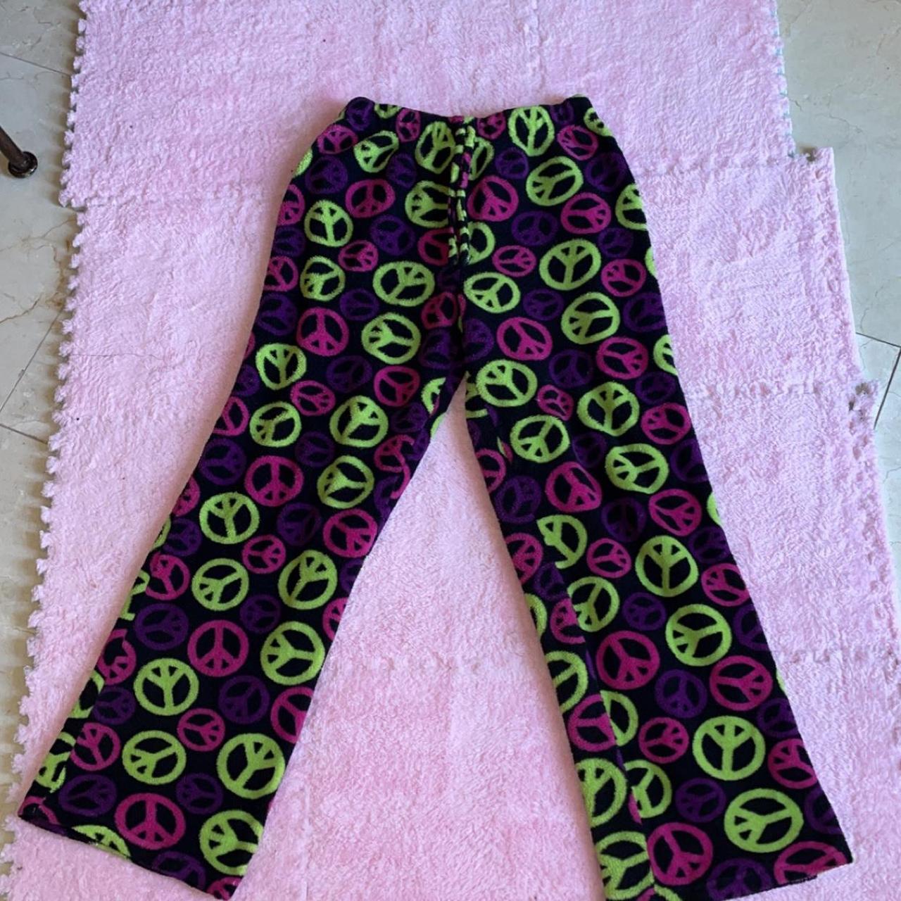 Peace sign pajama pants size reads xl but more like... - Depop