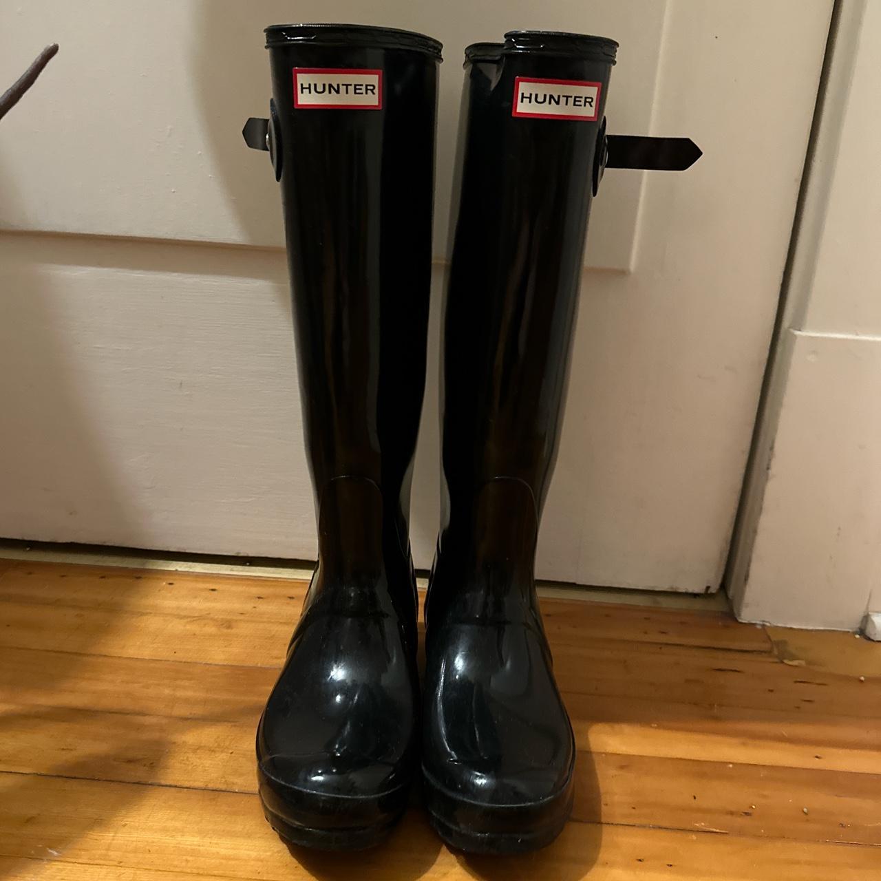 Hunter Rain Boots Tall Gloss Worn Twice - Depop