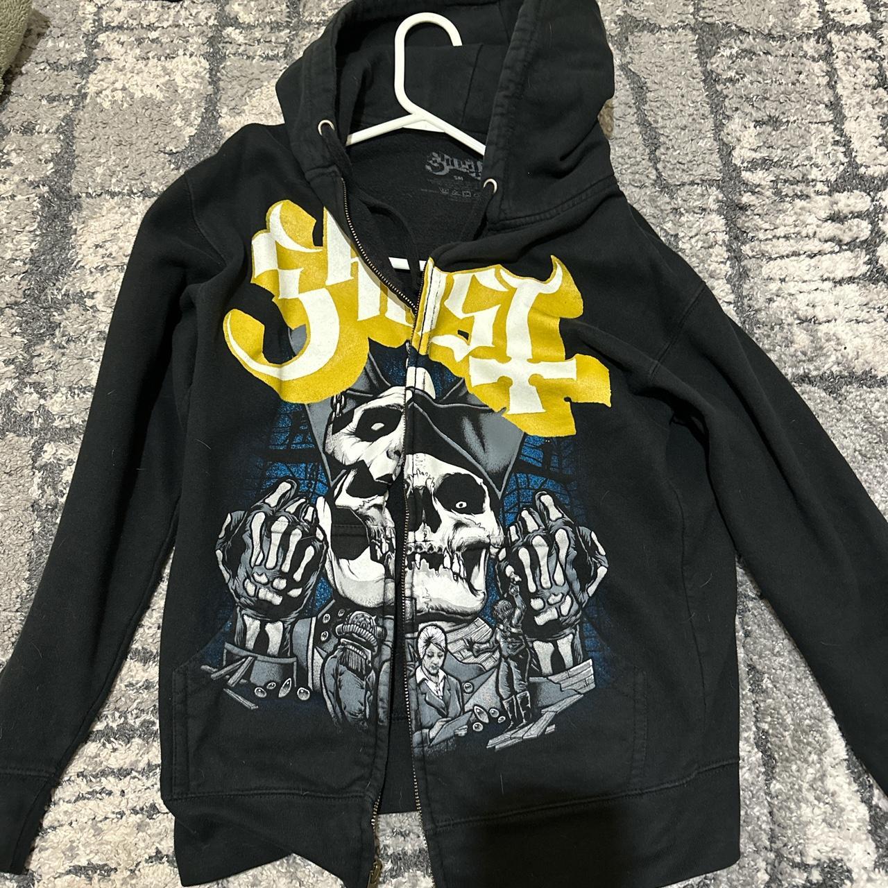 super cool ghost zip up hoodie!! bought from hot... - Depop