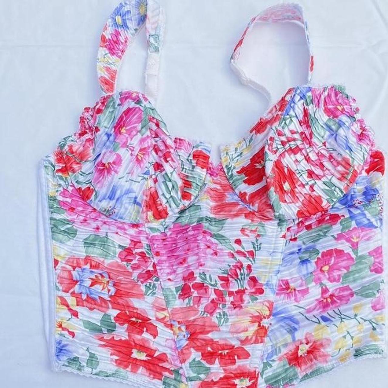 Really pretty floral bustier corset top size 36C /... Depop