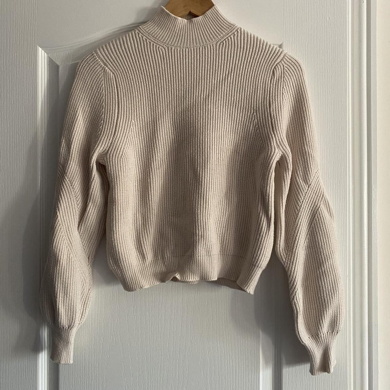Zara Women's Cream and Tan Jumper Depop