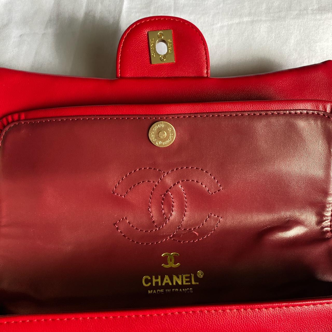 Chanel Women's Red and Burgundy Bag | Depop